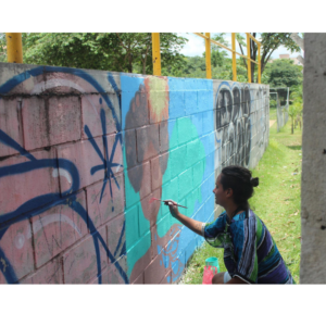 pintura de finalização do Projeto de Graffiti realizado no Parque Ecológico Luciano do Valle em Campinas/SP. 2017